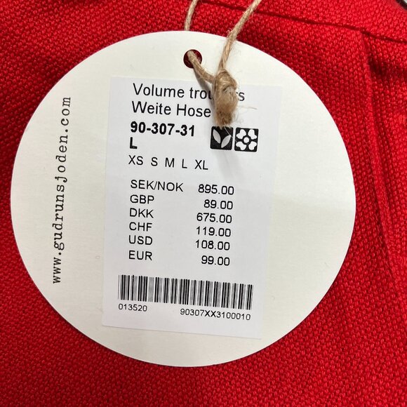 Gudrun Sjoden cotton/linen wide leg pants size L NEW - Picture 3 of 5